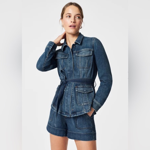 Spanx Tie-Front Jean Shirt Jacket - Picture 1 of 6